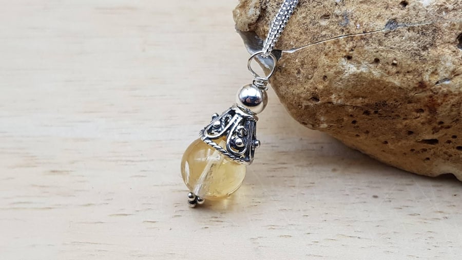 Minimalist Citrine cone necklace. November birthstone