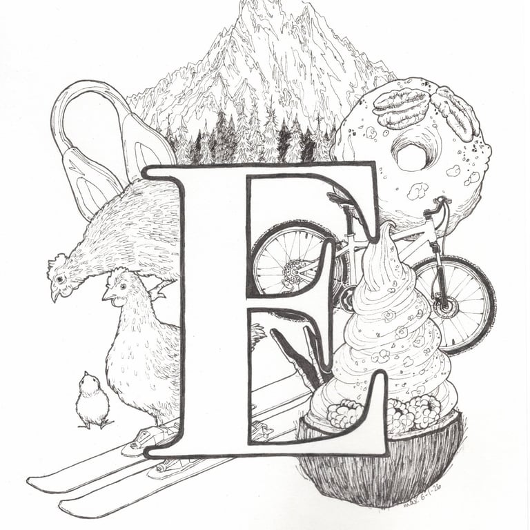 Personalised hand-drawn illustrations with the Letter or Initial of choice