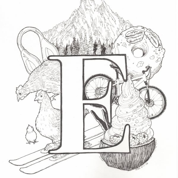 Personalised hand-drawn illustrations with the Letter or Initial of choice