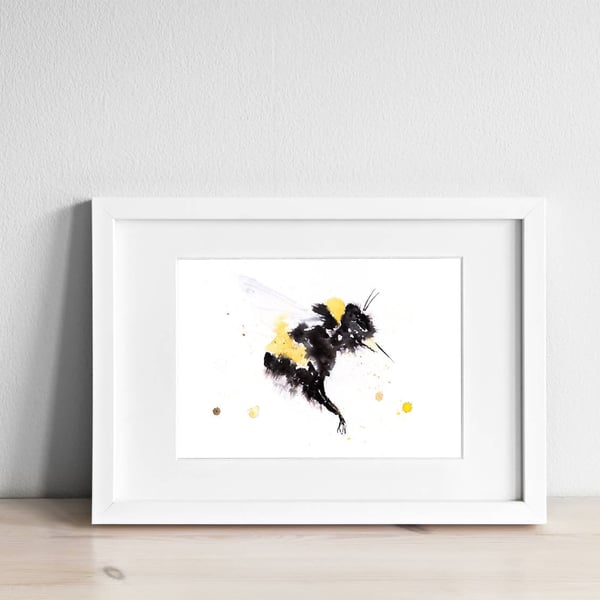 Bumble Bee Watercolour Print - Signed Limited Edition Wall Art by Syman Kaye