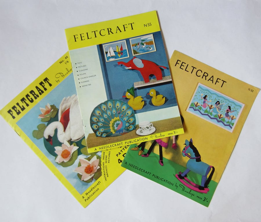 3 Vintage 1960s Feltcraft Booklets