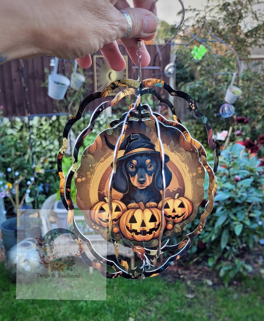 Mabel,dachshund witchy windspinner 
