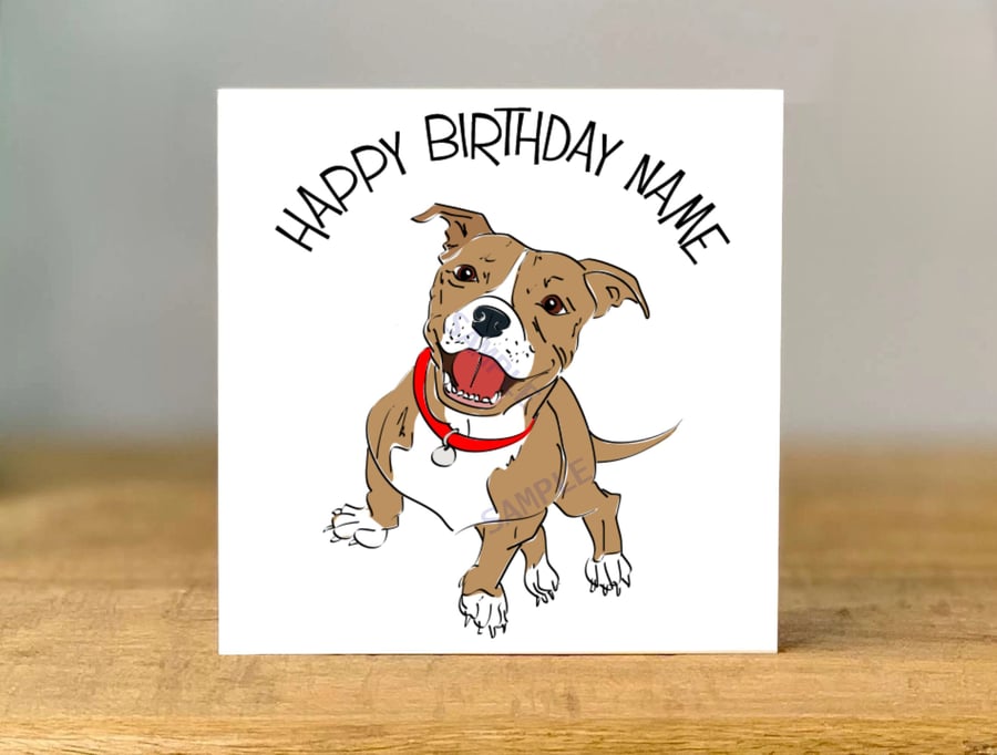 Personalised Staffy Birthday Card, Staffie Dog Lover Gift, Bestie, Companion,