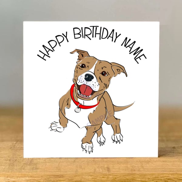 Personalised Staffy Birthday Card, Staffie Dog Lover Gift, Bestie, Companion,