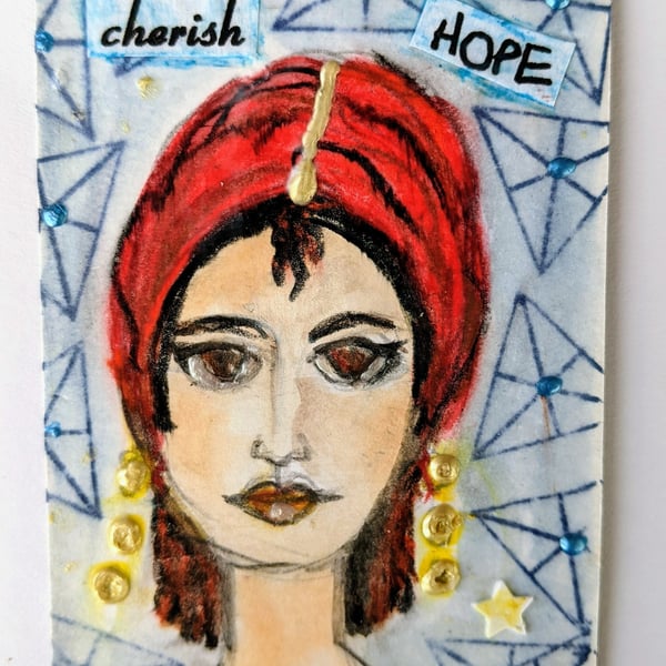 Original ACEO. Cherish hope lady