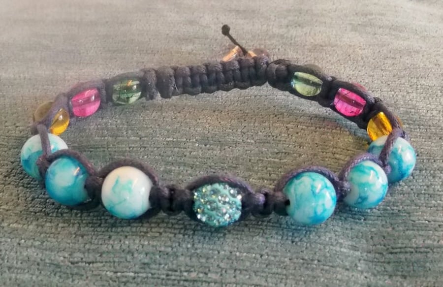 Glass bead Handmade Shamballa bracelet
