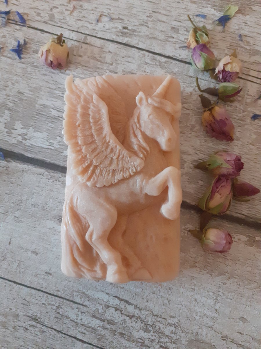Handmade Goats Milk Essential Oil Rose Geranium Unicorn Large Soap 125g