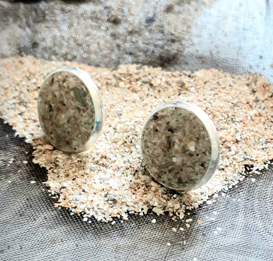 Watergate Bay beach sand filled stud earrings 