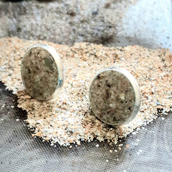 Watergate Bay beach sand filled stud earrings 