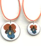  Summer Seconds - Circular Floral Enamelled Pendant - Pansy  - Image 1