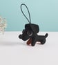 Miniature black Dachshund hanging ornament - Image 2