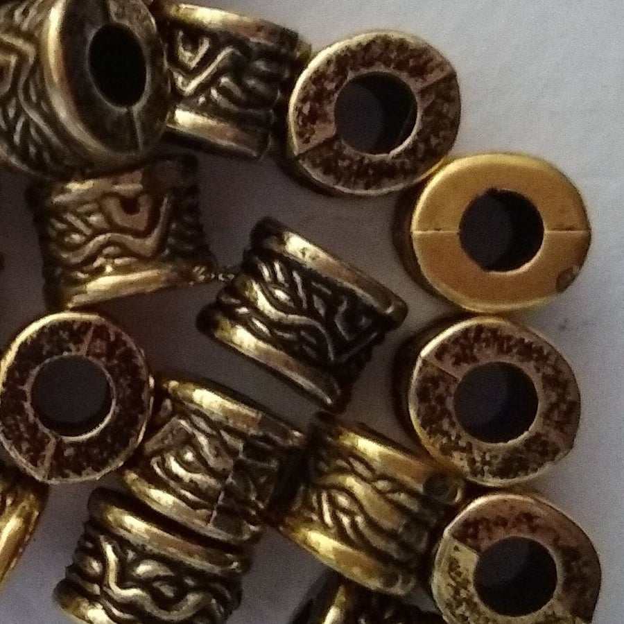 Metalized Acrylic Athenian Beads  Gold Small Drum 8x6mm