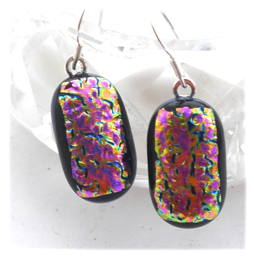 Handmade Fused Dichroic Glass Earrings 268 Sterling Silver hooks