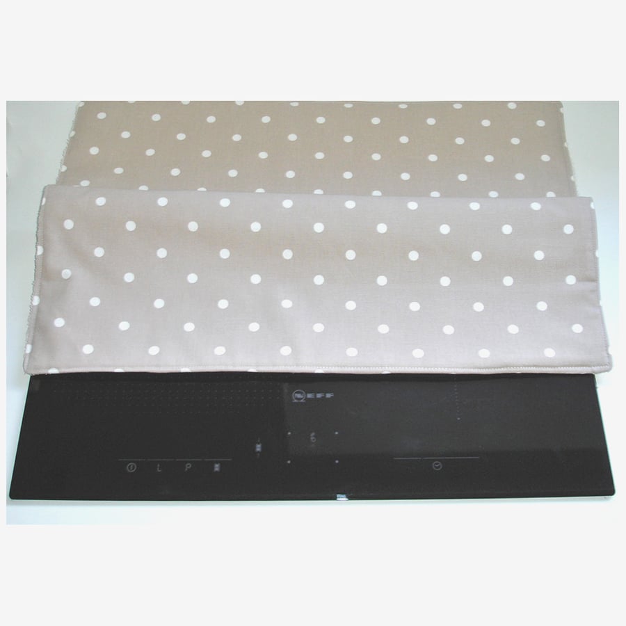 Induction Hob Mat Pad Cover Polka Dots Beige Electric Oven Kitchen Surface Saver