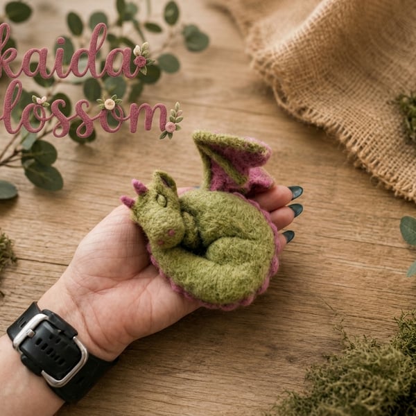needle felted sleeping dragon 
