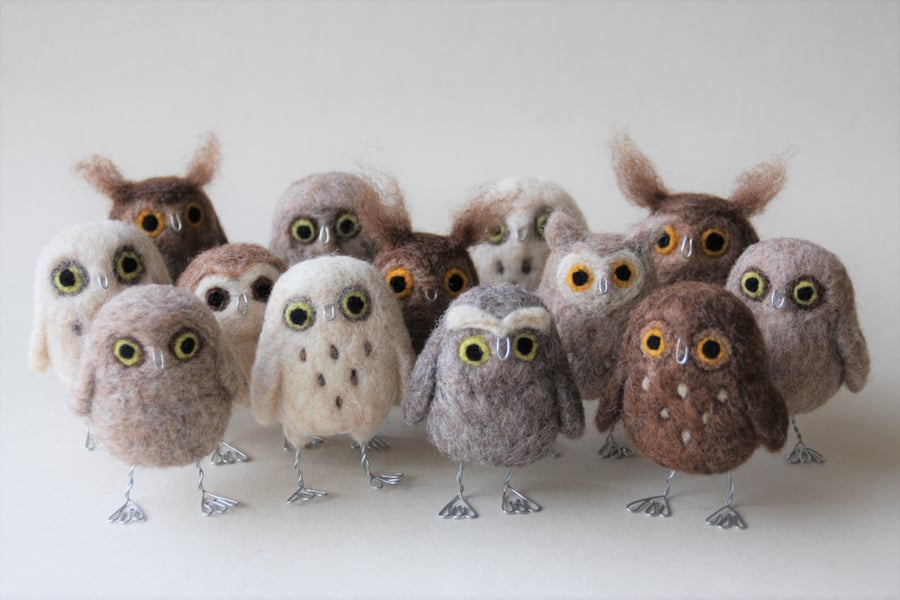 Hootie Hoos - MADE TO ORDER needle felted owls  by Mish Mash Mosh