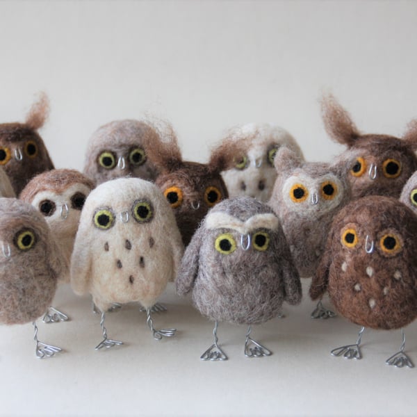 Hootie Hoos - MADE TO ORDER needle felted owls  by Mish Mash Mosh