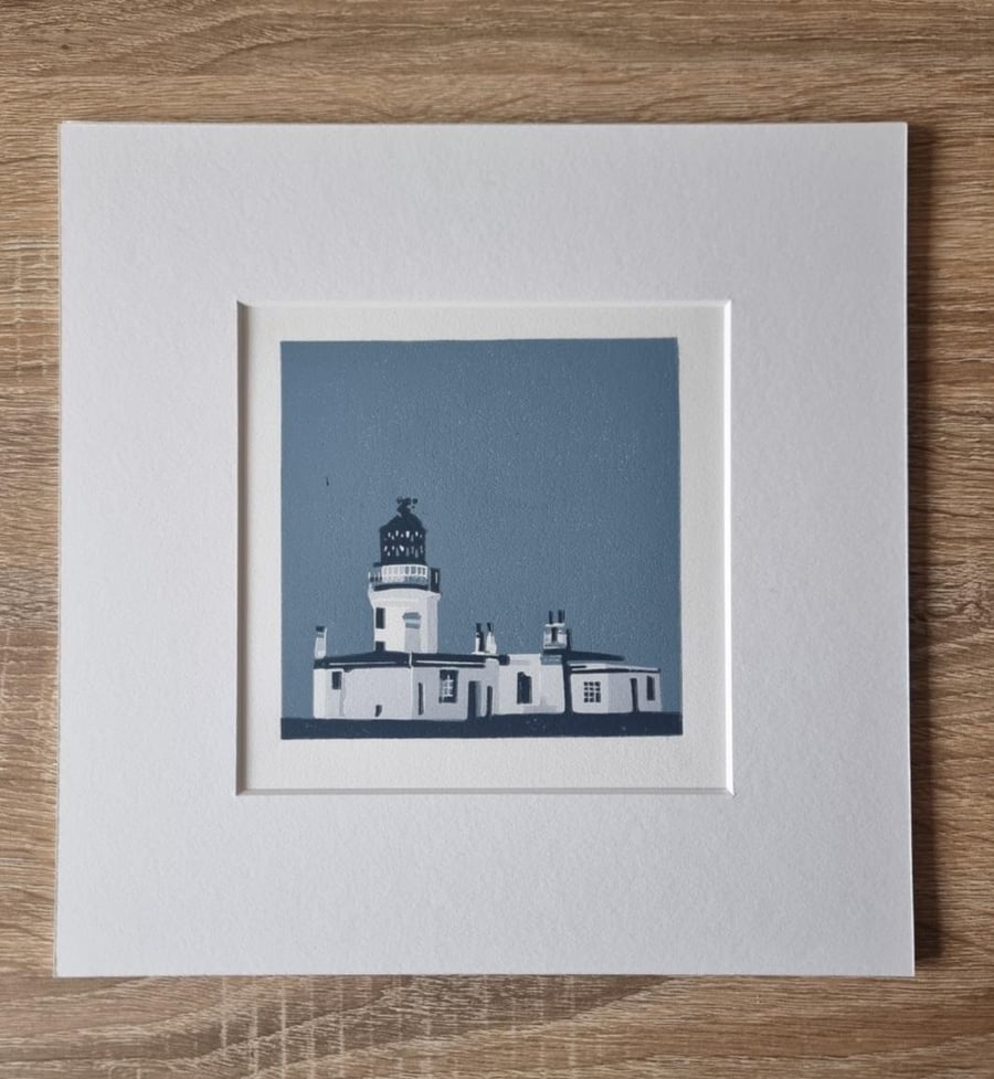 Chanory Point Lighthouse Original Linoprint