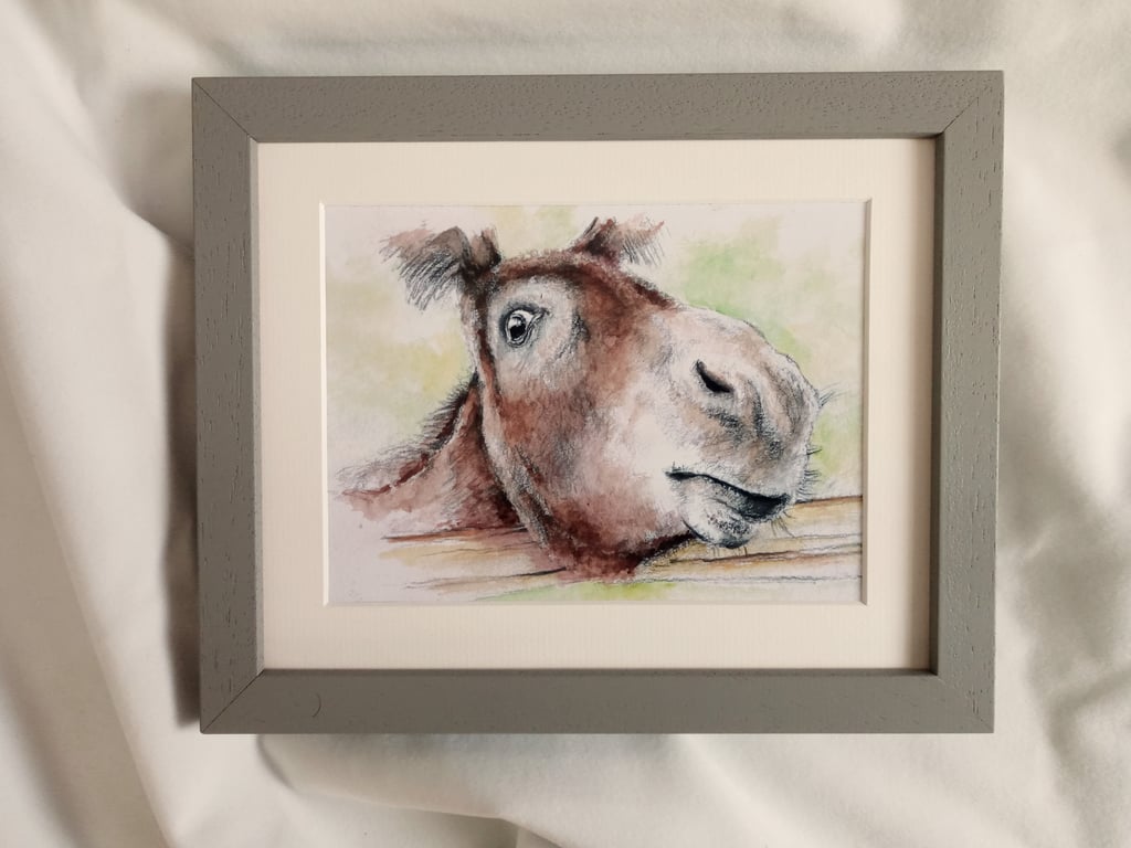 Watercolour print of a Southdowns Donkey Sussex