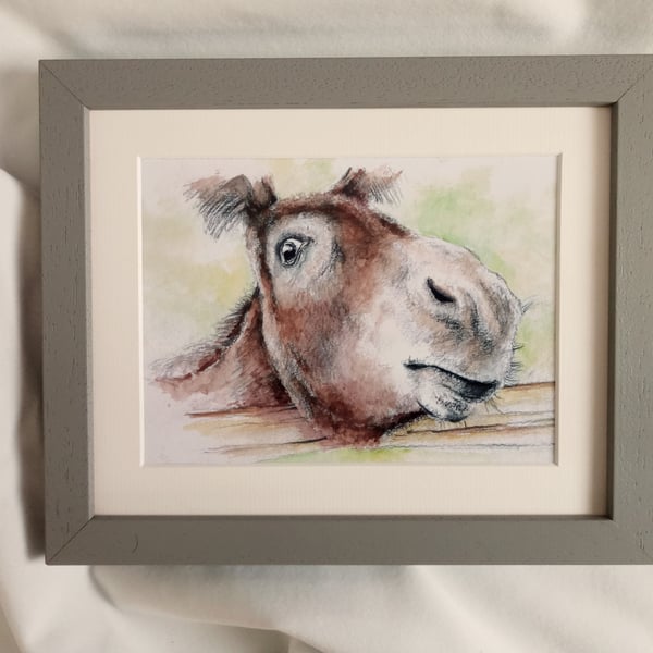 Watercolour print of a Southdowns Donkey Sussex