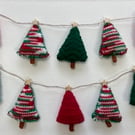 Festive Christmas tree knitted bunting (5 trees per set)