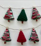 Festive Christmas tree knitted bunting (5 trees per set)