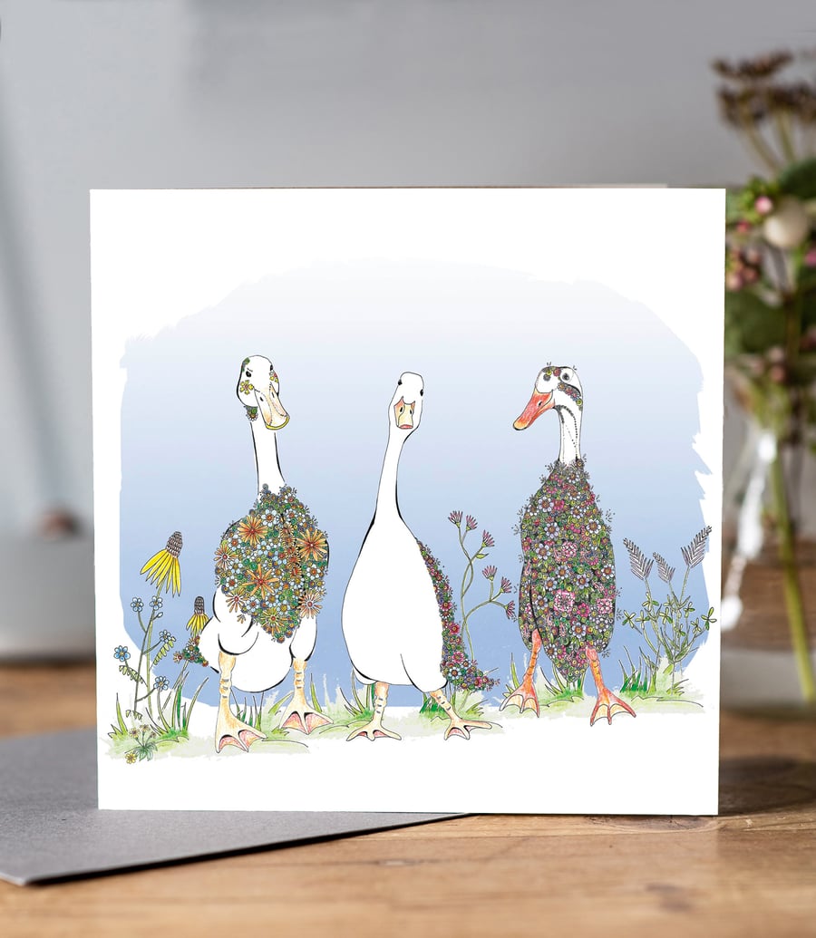  Beautiful Runner Ducks Greeting Card 