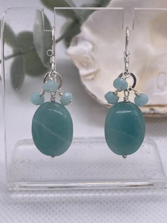 Amazonite cluster earrings