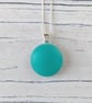 Aqua frosted glass pendant with chain - Image 1