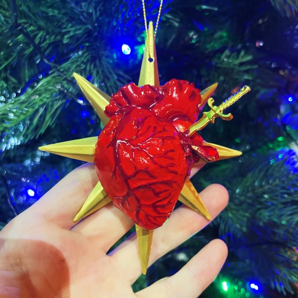 Anatomical Pierced Heart Christmas Tree Ornament