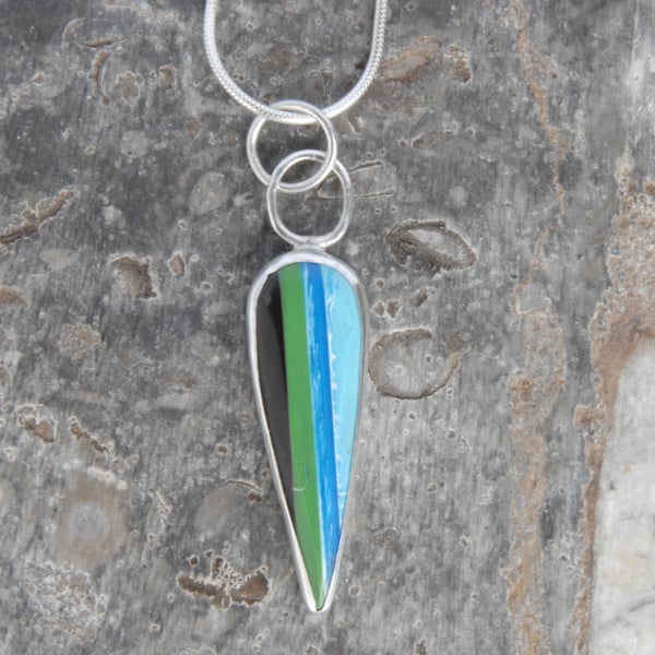 Cornish surfite and silver pendant