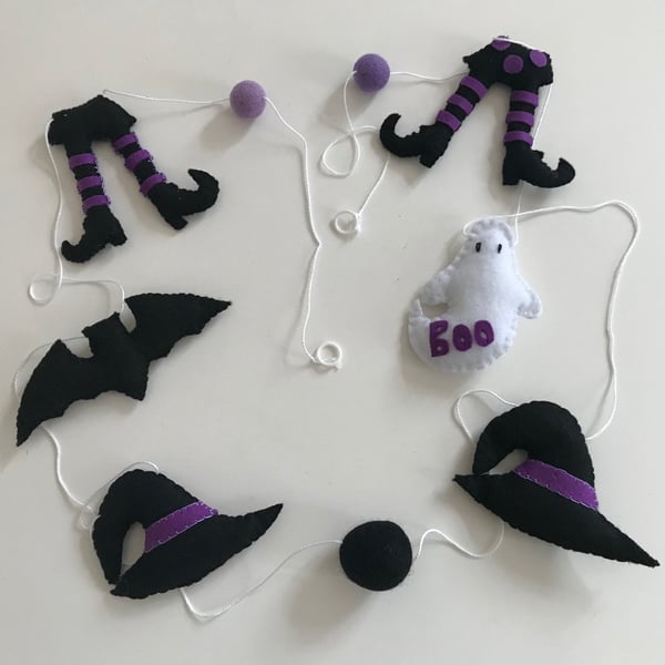 Halloween Handmade Bunting, Halloween Felt Garland, Witch Bunting, Spooky Garlan