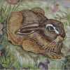'Sitting Hare' Original Embroidery Collage