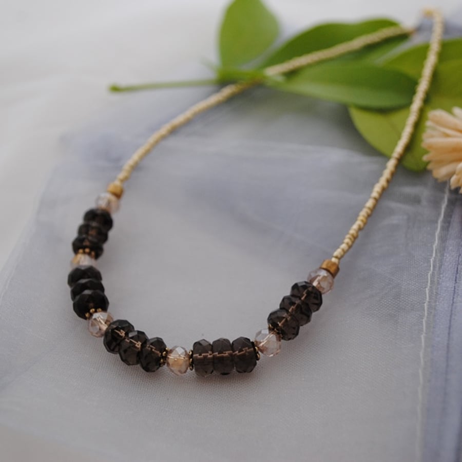 Smoky Quartz rondelle necklace