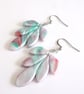 Frosted Winter Leaf Polymer Clay Dangle Earrings - Image 4