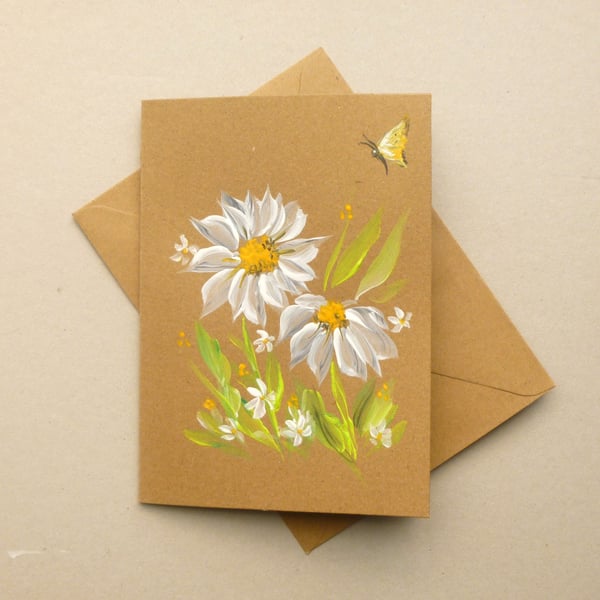 greetings card blank floral hand painted original ( ref F 872 J1 )