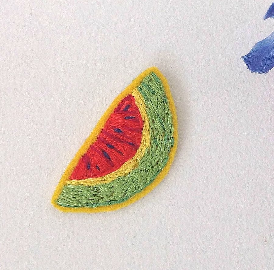 Hand Embroidered Tropical Watermelon Patch