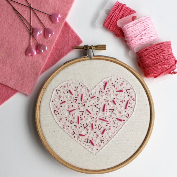 Heart stitch sampler embroidery kit