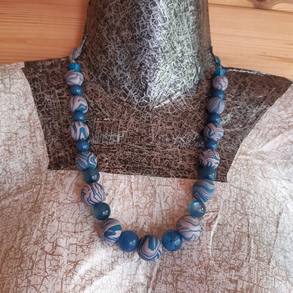 Teal and dusky pink necklace 
