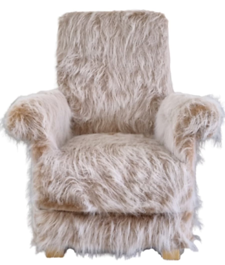 Brown Faux Fur Chair Adult Armchair Teddy Bear Sensory Accent Small Furry