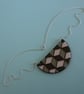 Bib necklace with geometric pattern grey green ceramic, Statement necklace - Image 5