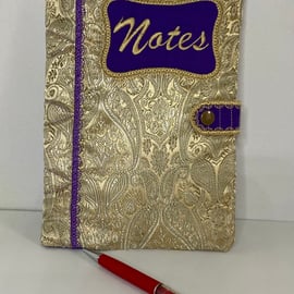 GOLD BROCADE A5 Reusable Book Cover & Notebook