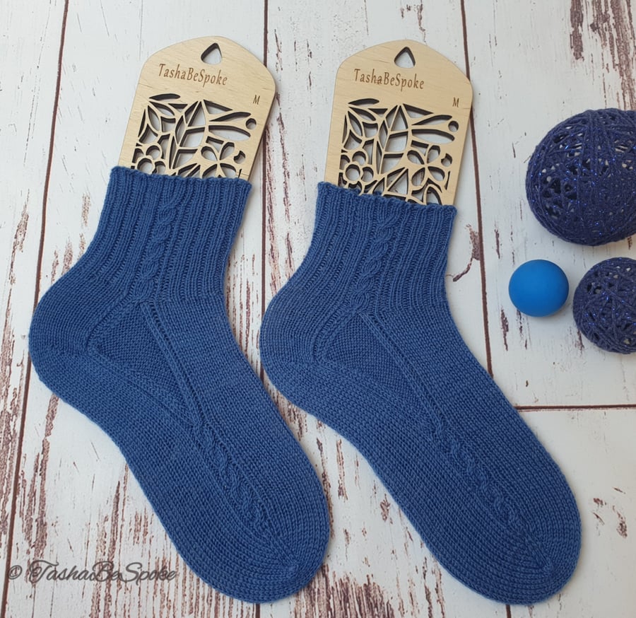 Wool hand knitted socks, 5.5 - 6 UK size, Women casual socks