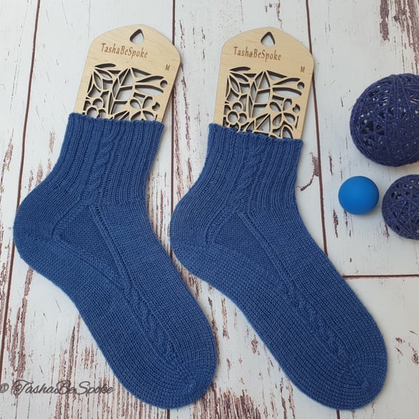 Wool hand knitted socks, 5.5 - 6 UK size, Women casual socks