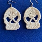 Handmade Crocheted Spooky Halloween Skull Earrings