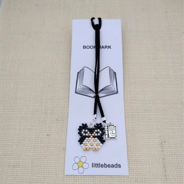 Black and Gold Beaded Owl Bookmark