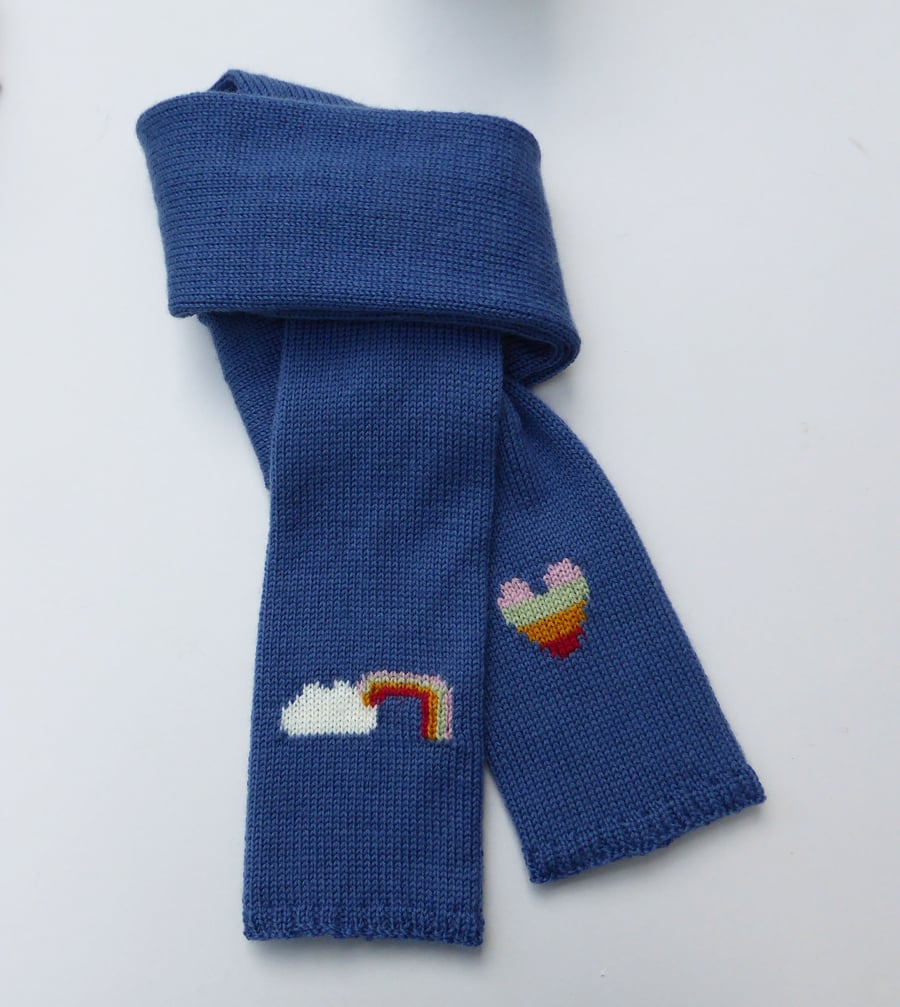 Rainbow wool knit scarf