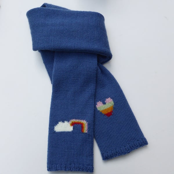 Rainbow wool knit scarf