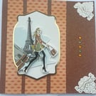 The Paris dash sparkling blank greetings card