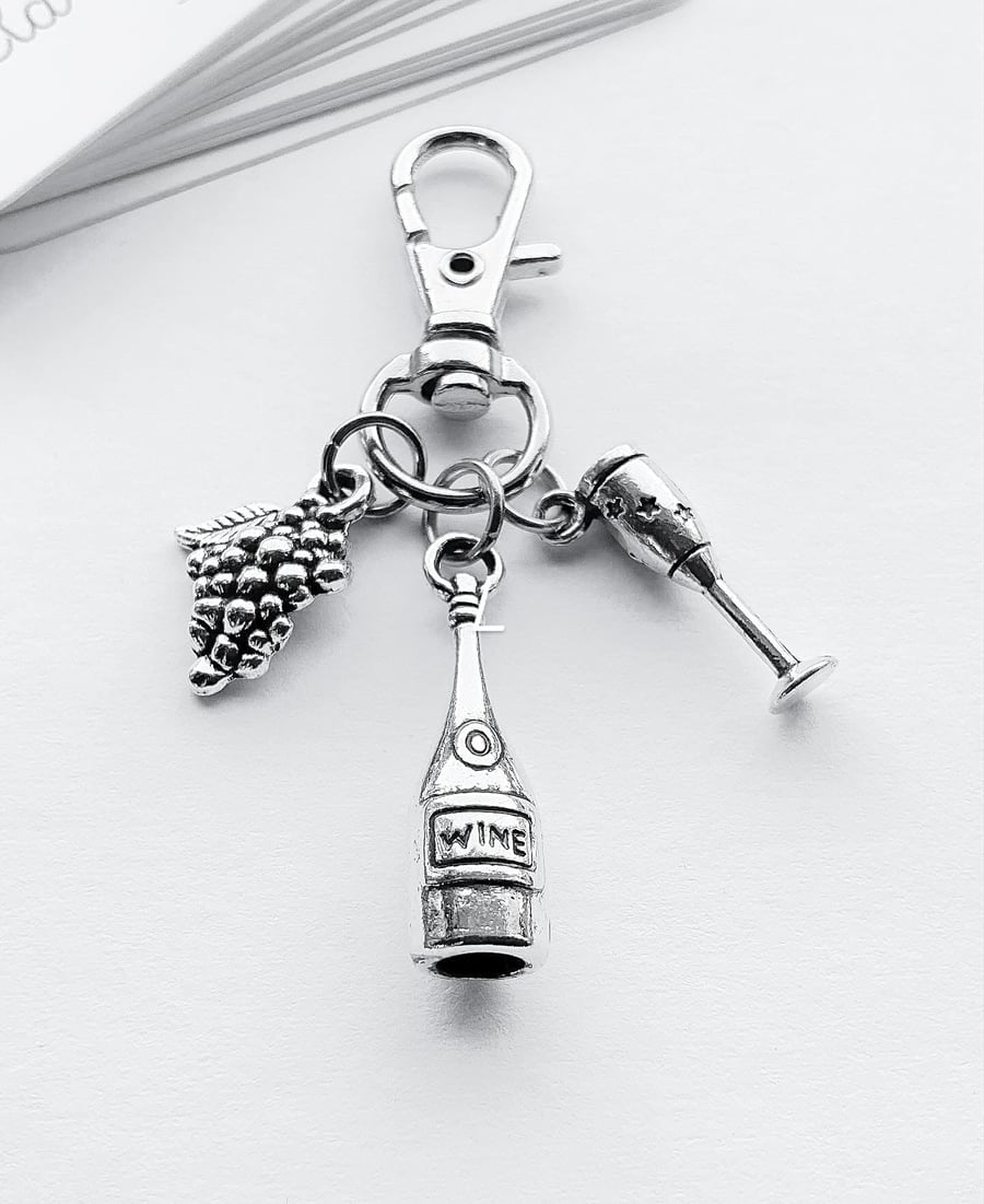 Small Wine Bottle Charm. Wine Bag Charm. Wine Lovers Gift. Bag Charms. Charms.